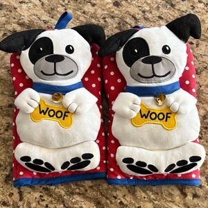 Dog Ritz Kitchen Friends Oven Mitts with Red Polka Dots